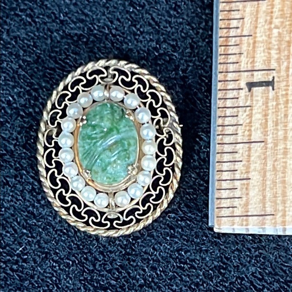 Rare WINARD Vintage Elegant Jade and Pearl Brooch/Pendant - Picture 4 of 9